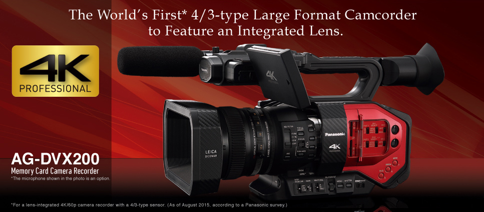 The World's First* 4/3-type Large Format Camcorder to Feature an Integrated Lens. AG-DVX200