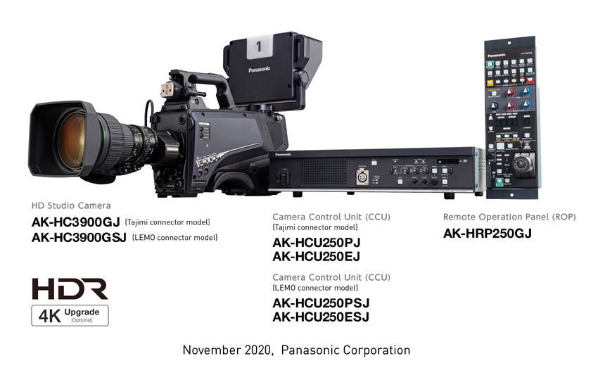 HD Studio Camera AK-HC3900GJ (Tajimi Connector Model) / AK-HC3900GSJ (LEMO Connector Model), Camera Control Unit (CCU) AK-HCU250PJ/AK-HCU250EJ (Tajimi Connector Model) / AK-HCU250PSJ/AK-HCU250ESJ (LEMO Connector Model), Remote Operation Panel (ROP) AK-HRP250GJ November 2020, Panasonic Corporation