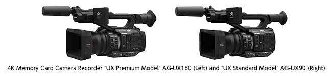 4K Memory Card Camera Recorder "UX Premium Model" AG-UX180 (Left) and "UX Standard Model" AG-UX90 (Right)