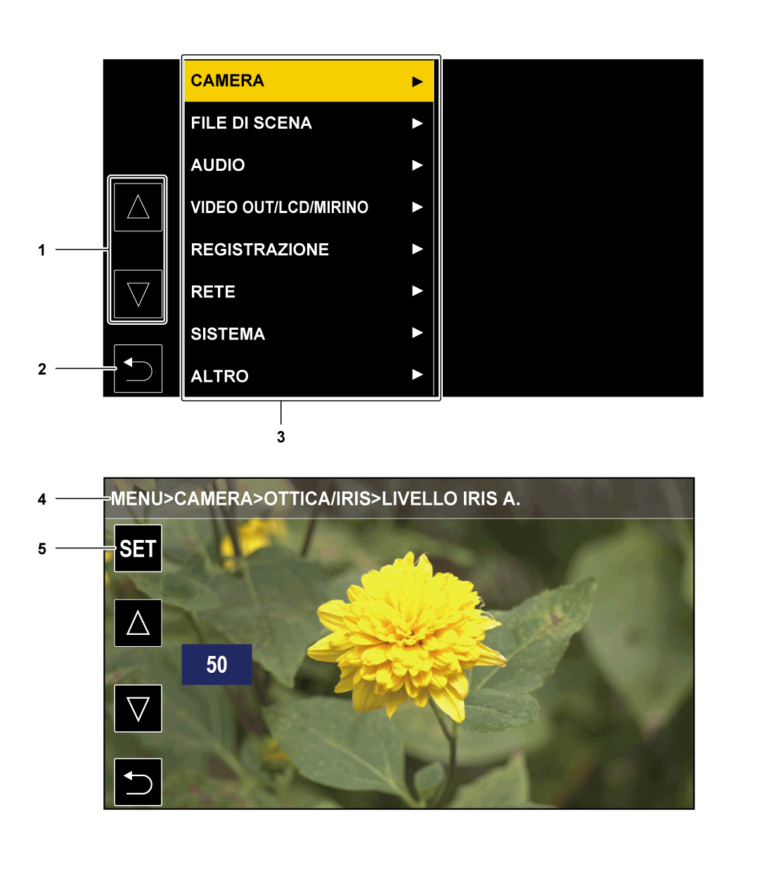 Visualizzazione del menu | Istruzioni per l’uso AJ-CX4000G | Panasonic