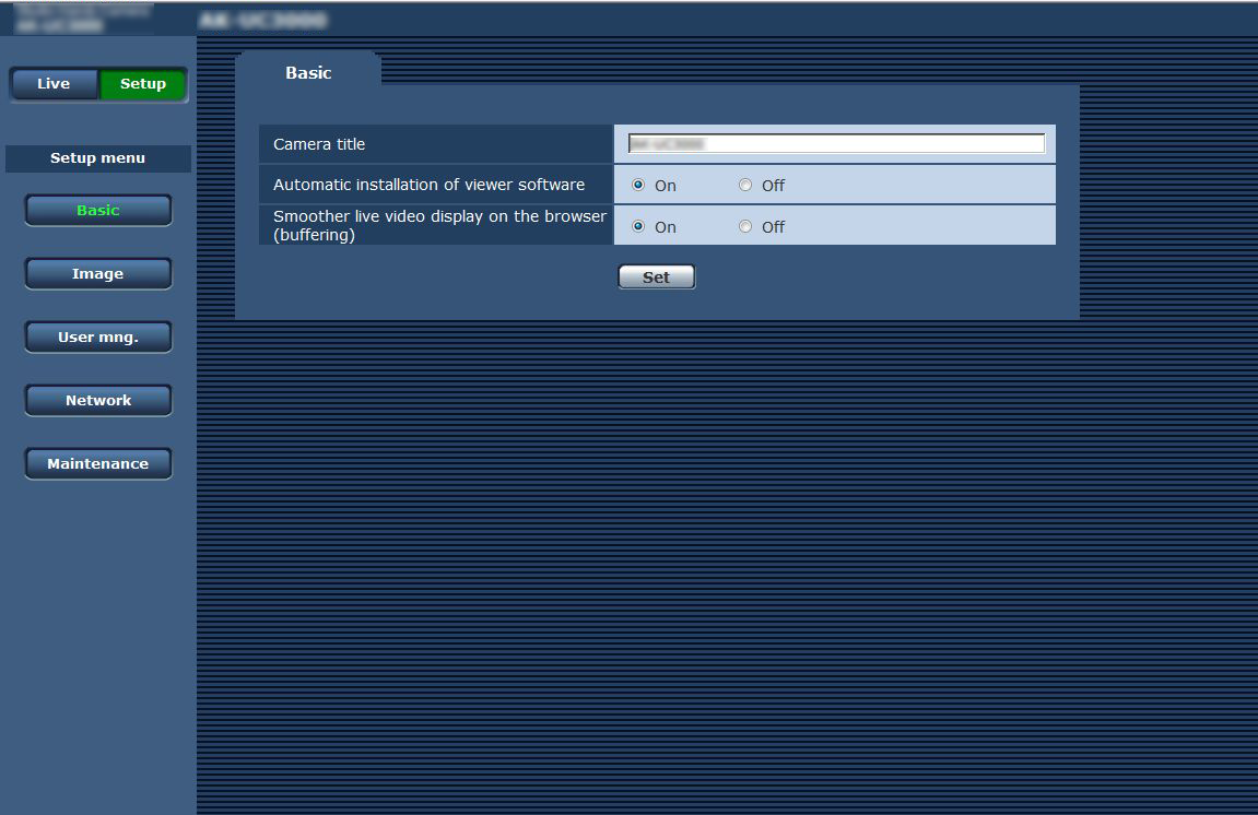 [Basic] screen | Operating Instructions AK-UC4000G/AK-UC4000GS | Panasonic